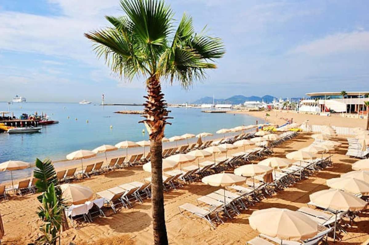 Cannes Plage 2Mn/45M2/Vue Mer/Inernet/Clim/Parking Prive Buitenkant foto